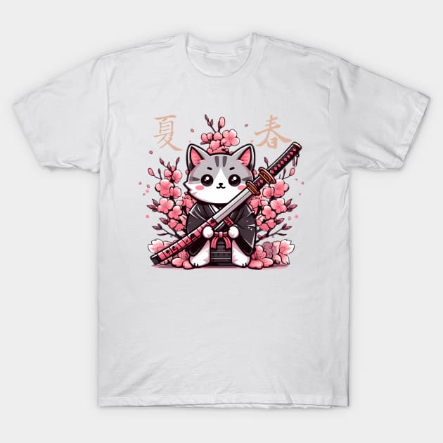 katana cat japanese culture T-Shirt by IA.PICTURE